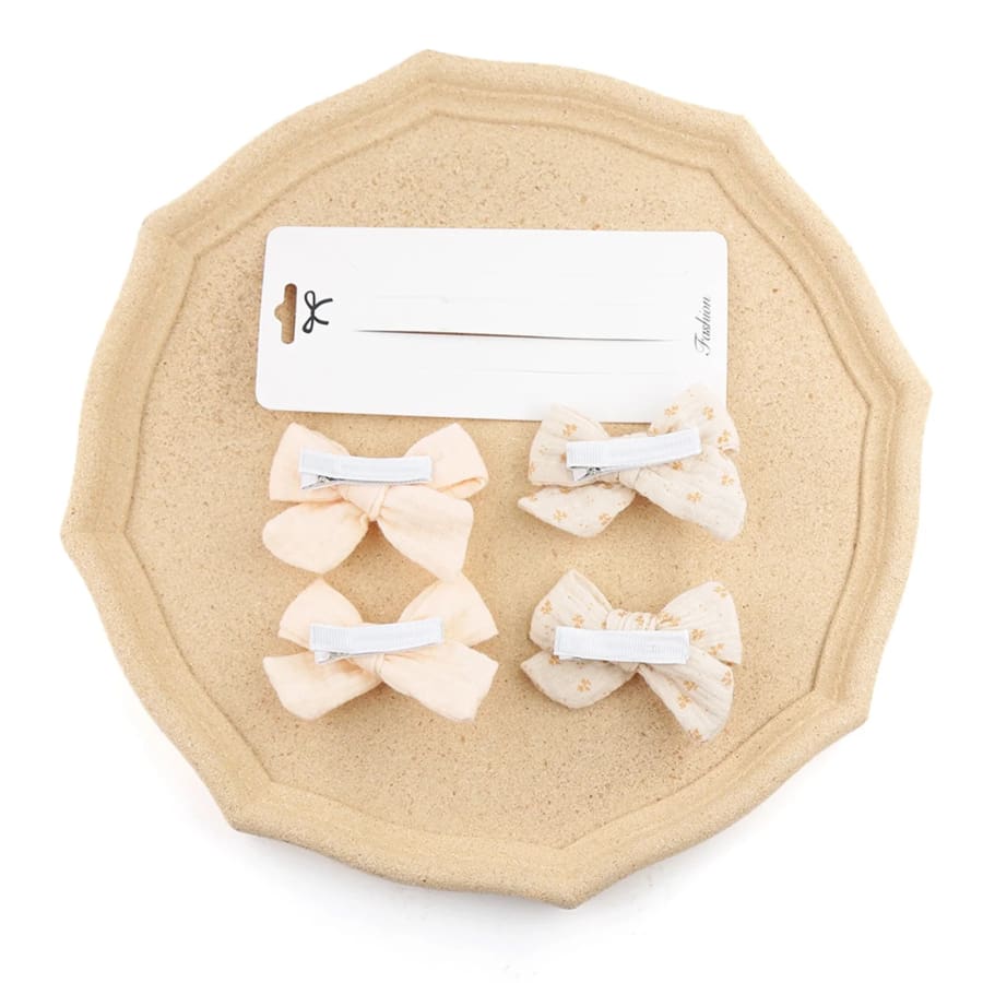Harriet Hair Bow Clips - Pink Stars