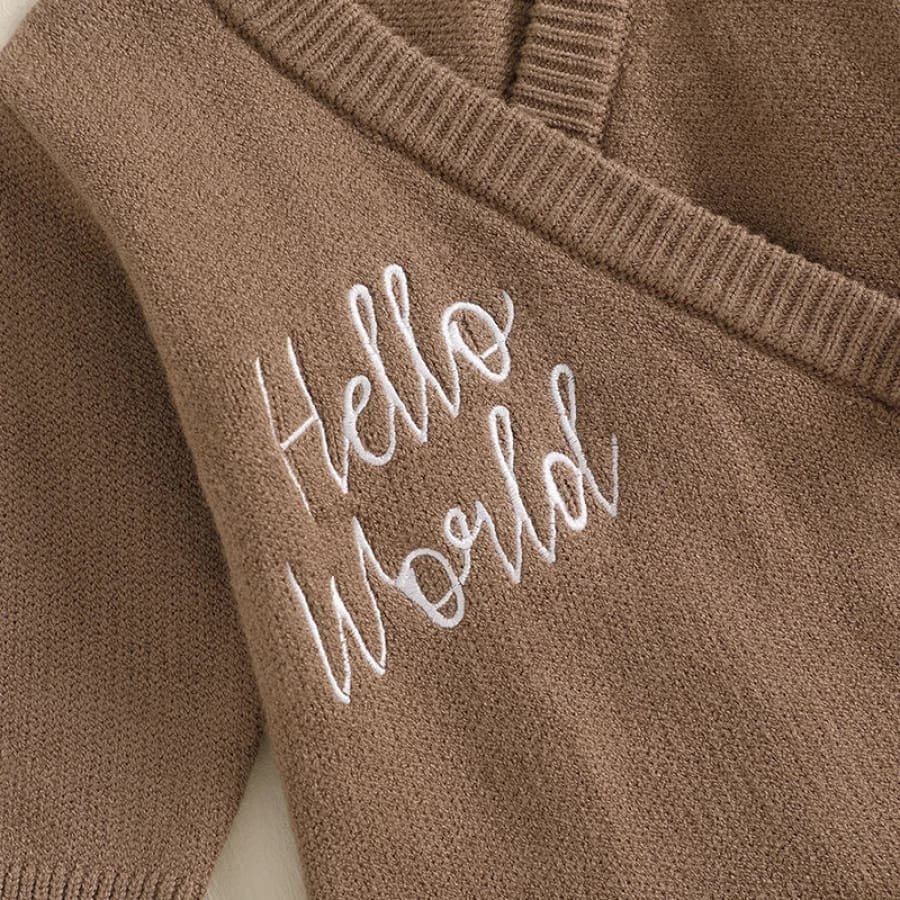 Hello World Wrap Knit Romper - Peachy Pink - 0-3 Months