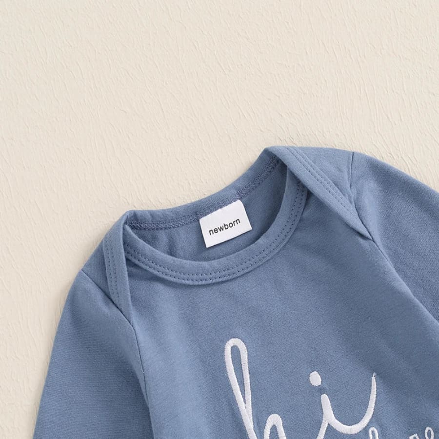 Hi I’m New Here Beanie Set - Grey - Newborn