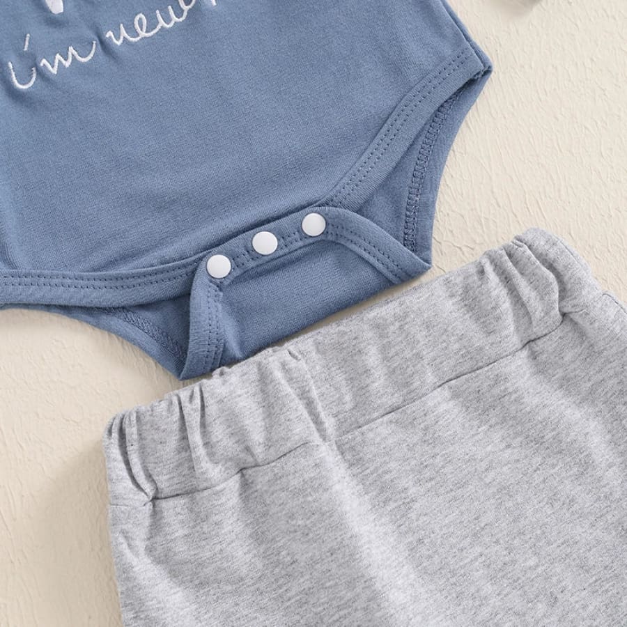 Hi I’m New Here Beanie Set - Grey