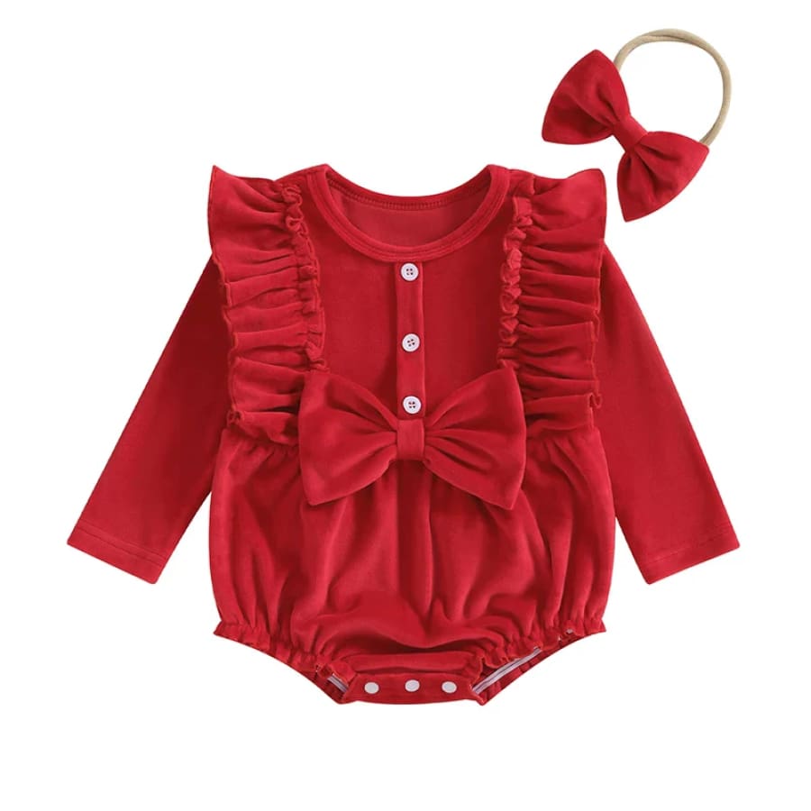 Holly Flutter Christmas Romper - 0-3 Months