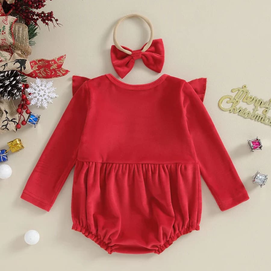 Holly Flutter Christmas Romper - 0-3 Months