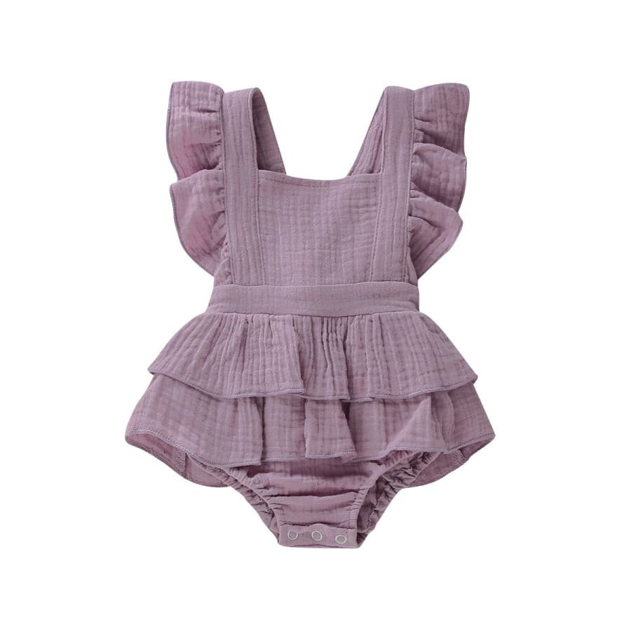 Honey Ruffle Romper - Mauve - 0-3 Months