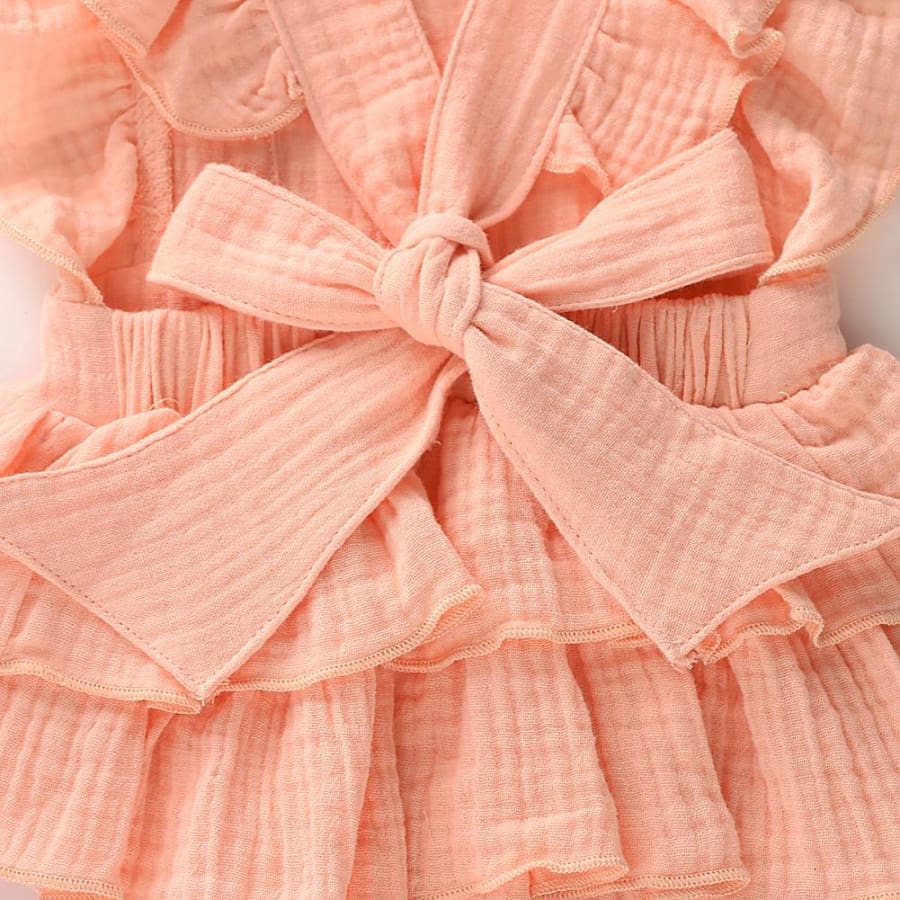 Honey Ruffle Romper - Peach - 0-3 Months