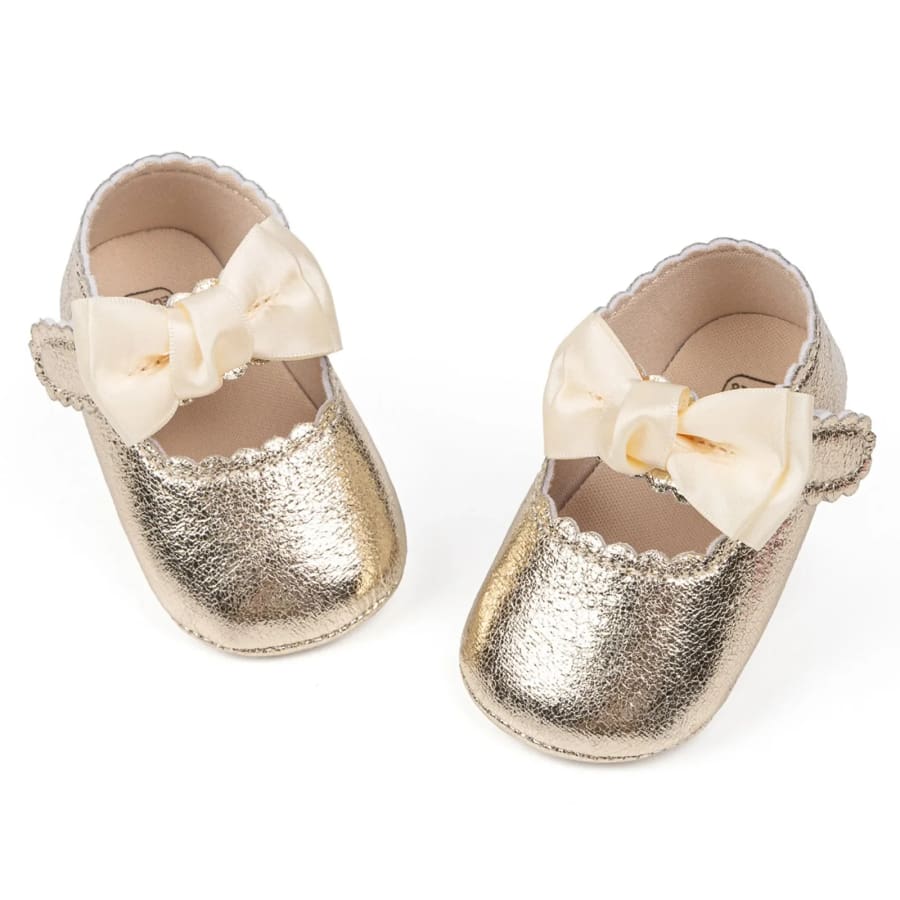 Illiana Bow Ballet Flat - Gold - 0-6 Months