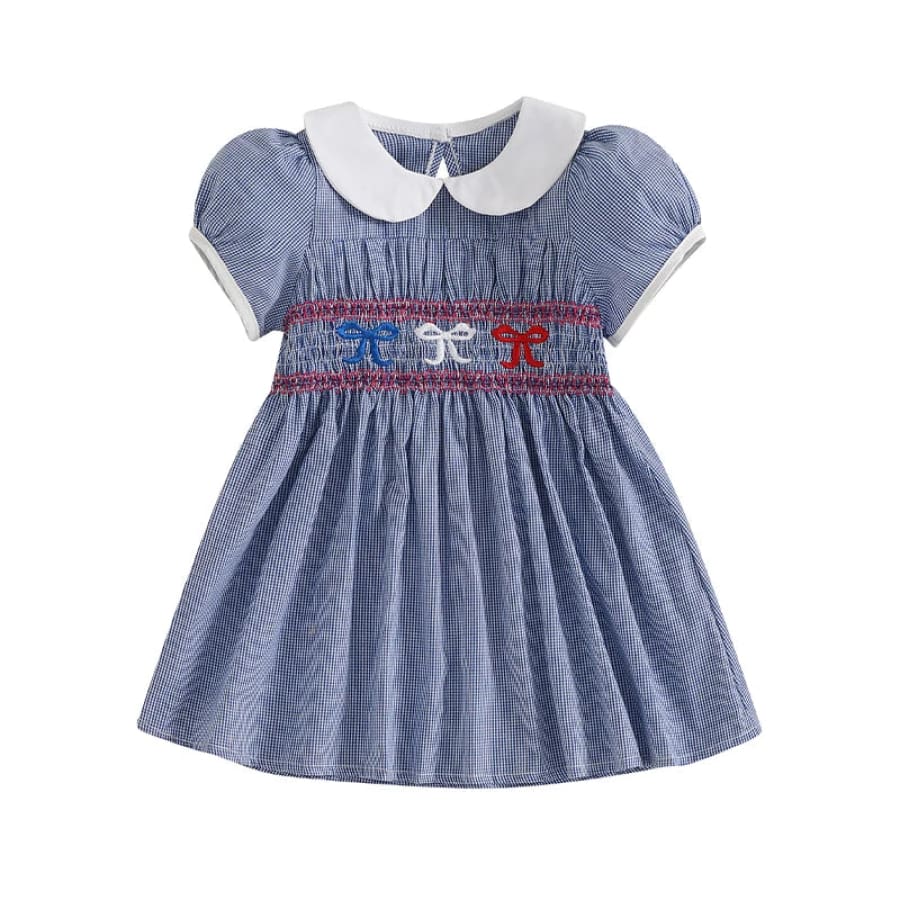 Isabella Smocked Collared Dress Blue - Baby Girl - Goo & Co. Isabella Smocked Collared Dress Blue - Baby Girl - Goo & Co.