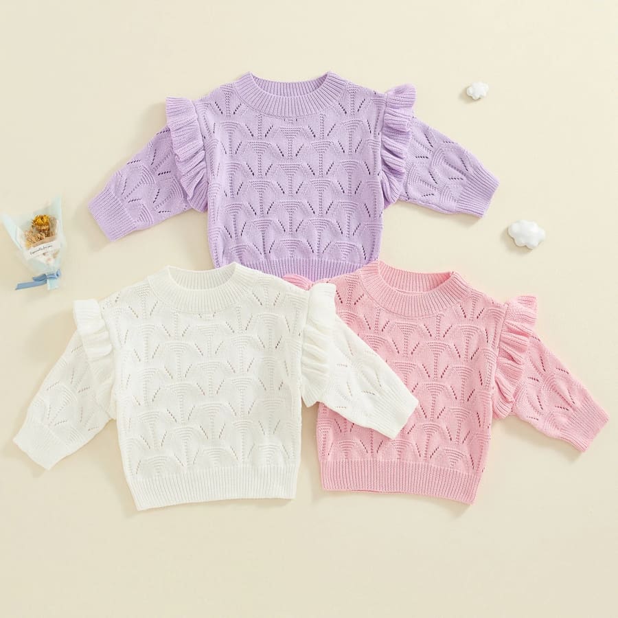 Isla Flutter Knit Sweater - Pink