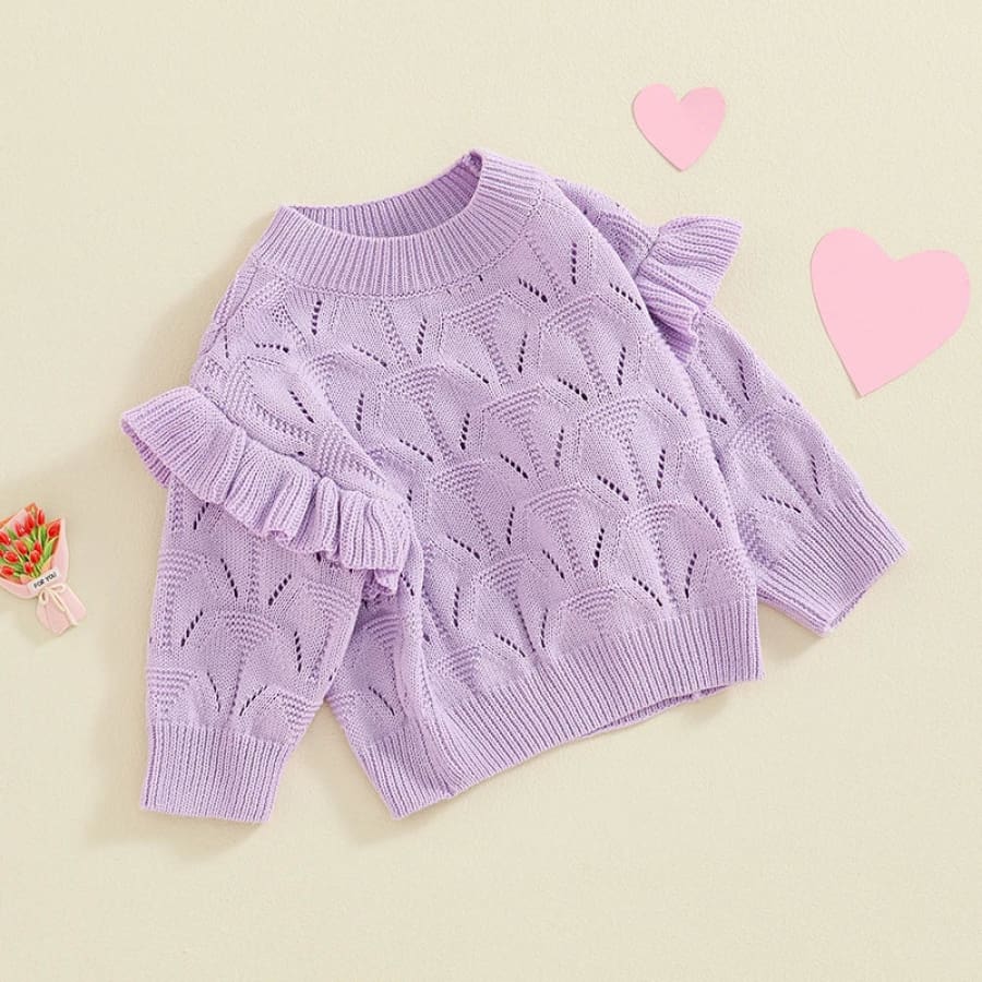 Isla Flutter Knit Sweater - Purple