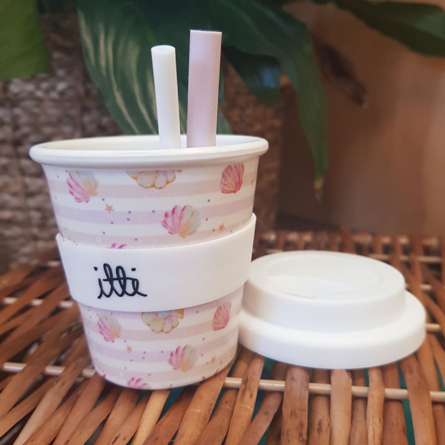 itti Bamboo Baby Cino Cup + 2 Straws - Seashells