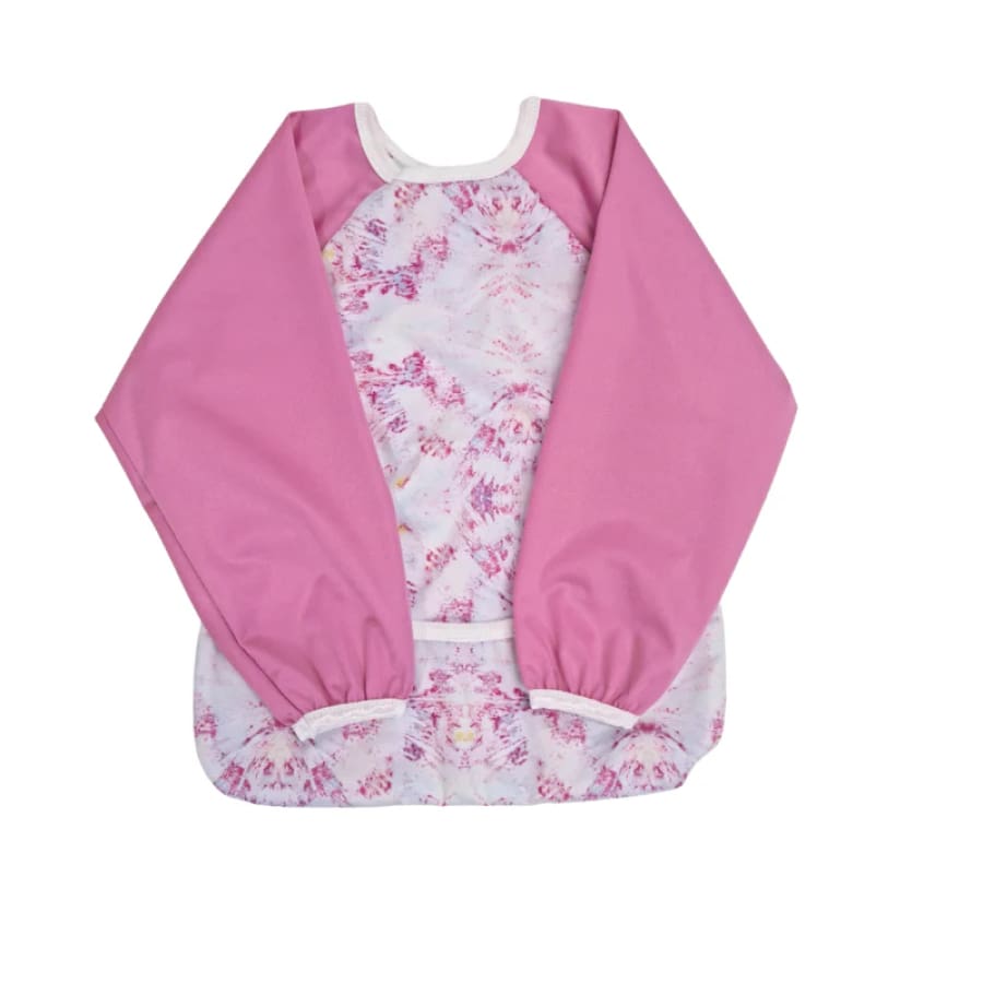 itti Smock – Waterproof Sleeved Bib – Coral Swirl - Smock bib, smock