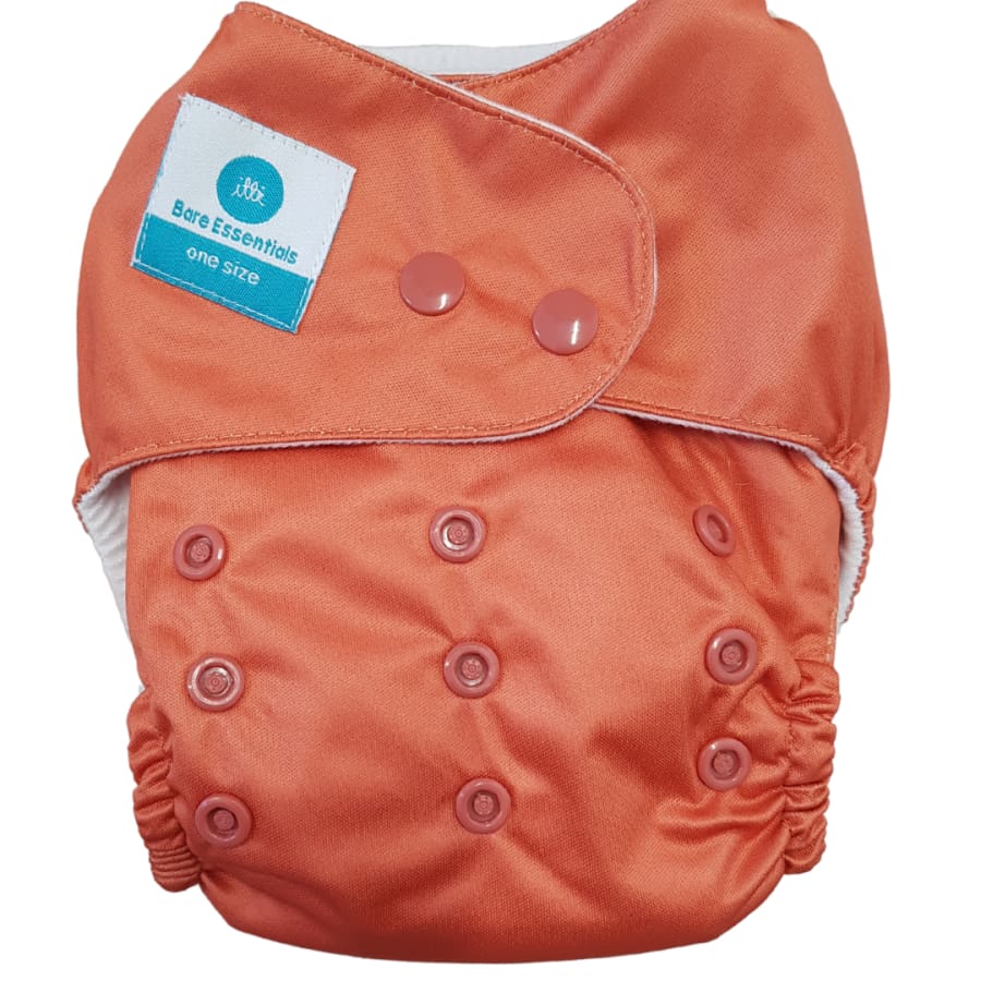 itti Snap Bare Essentials One Size Fits Most Nappy – Burnt Orange - Bamboo - Cloth Nappies cloth nappy