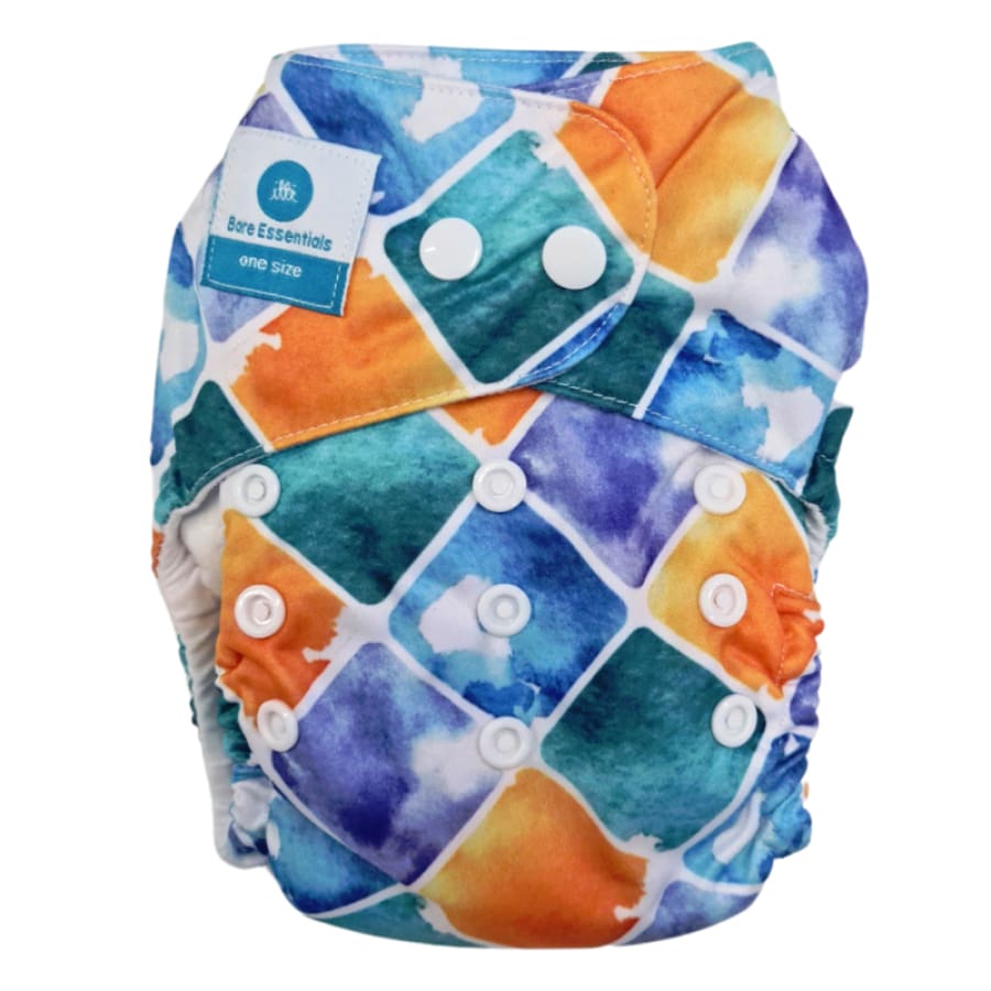 itti Snap Bare Essentials One Size Fits Most Nappy – Harlequin - Bamboo - Cloth Nappies cloth nappy