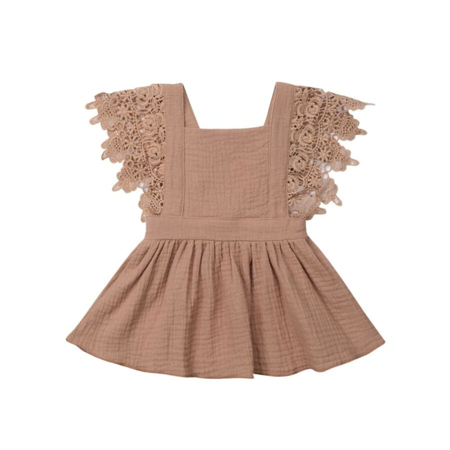 Jacqueline Lace Flutter Pinafore Dress - Cream / 0-6 Months - Dress Dress Lace vintage