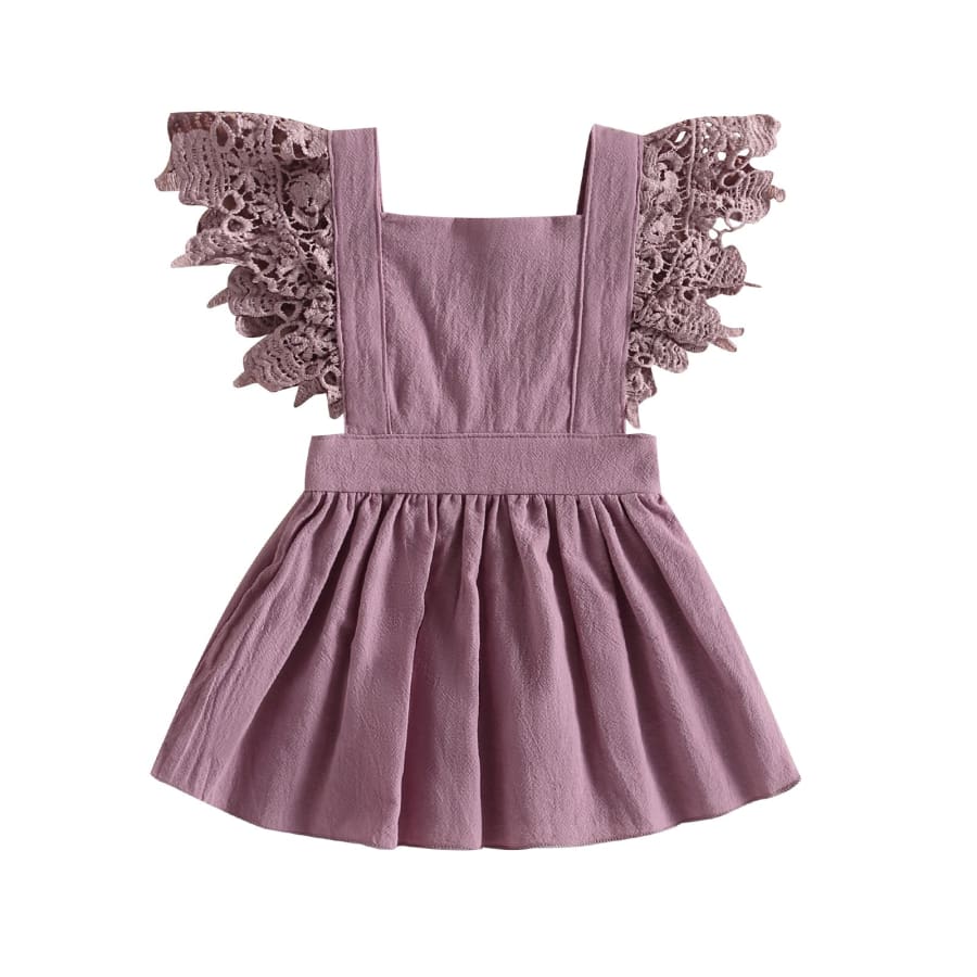 Jemma Lace Flutter Dress - Mauve - 0-6 Months