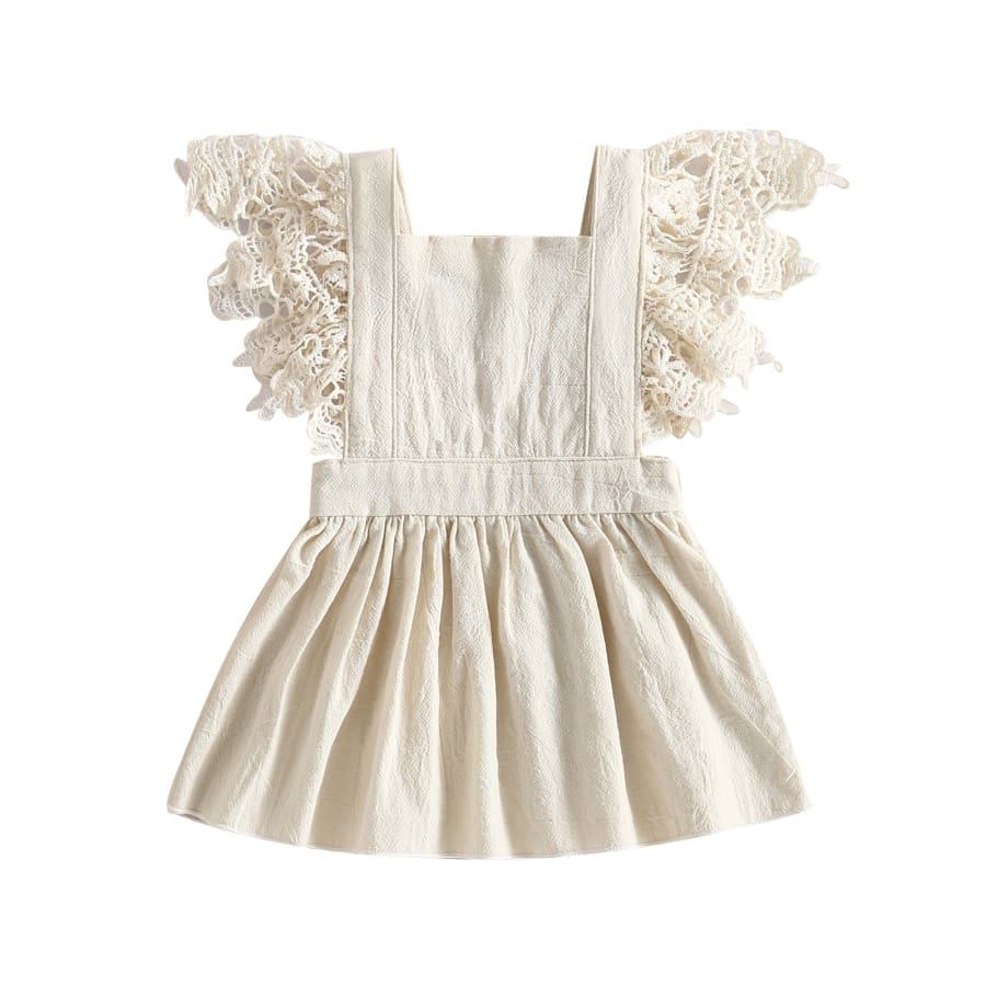 Jemma Lace Flutter Dress - Natural - 0-6 Months