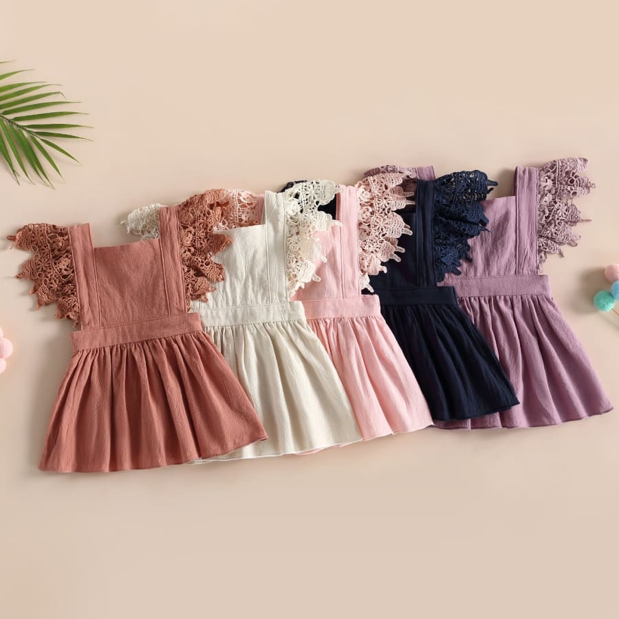 Jemma Lace Flutter Dress - Pink - 0-6 Months