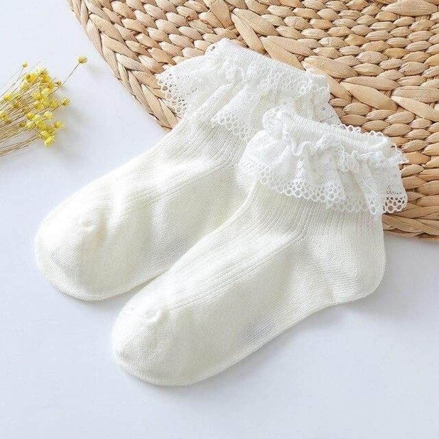 Jewel Lace Ankle Socks - White / 3 to 5 Years - Socks Socks