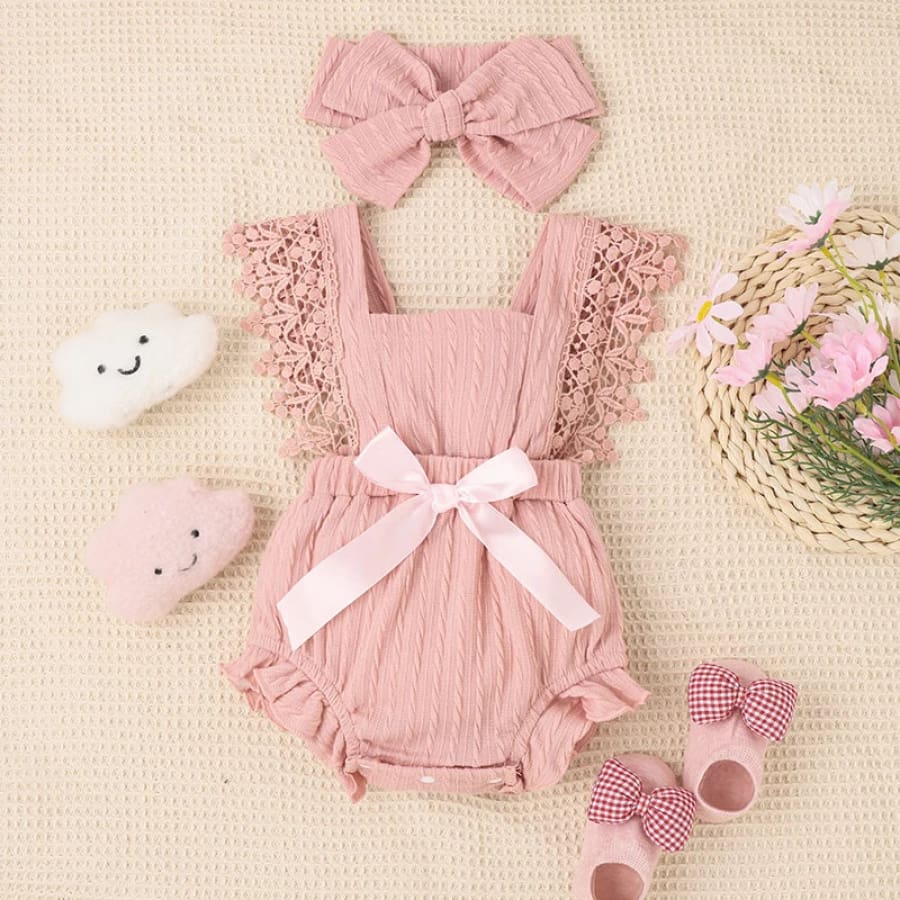 Jo Jo Lace Edge Romper - Pink