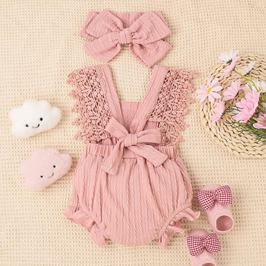 Jo Jo Lace Edge Romper - Pink