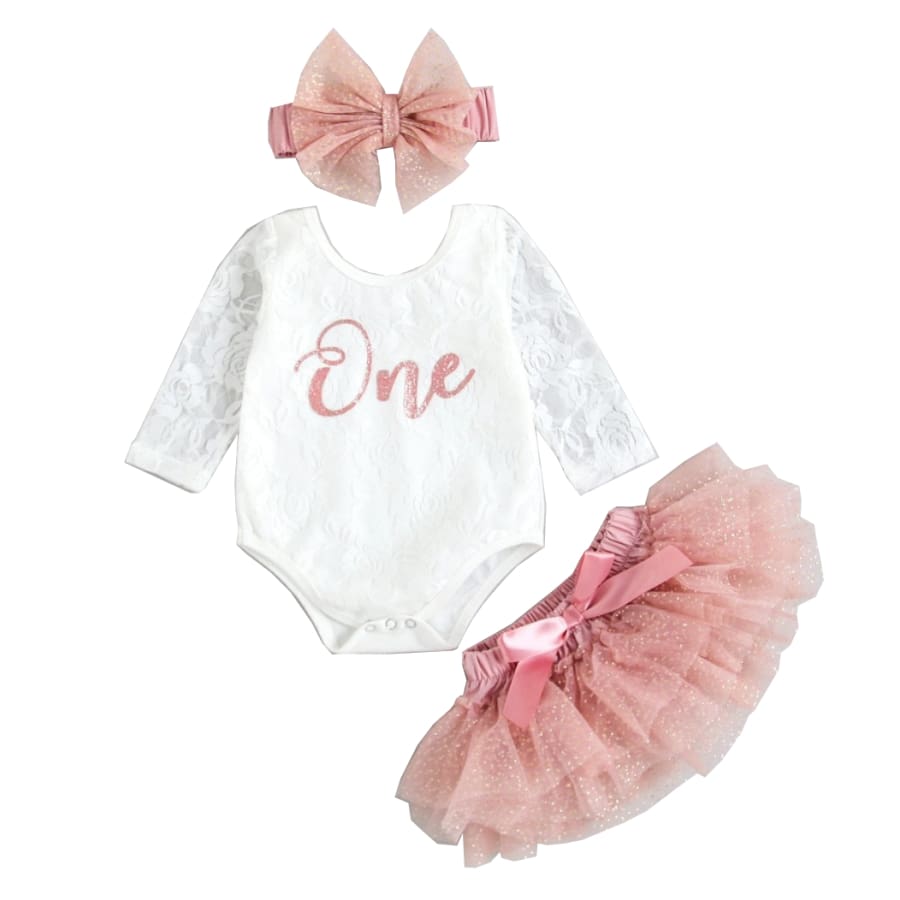 Jolie ’One’ Long Sleeve Lace Tutu Set - 12-18 Months - birthday birthday