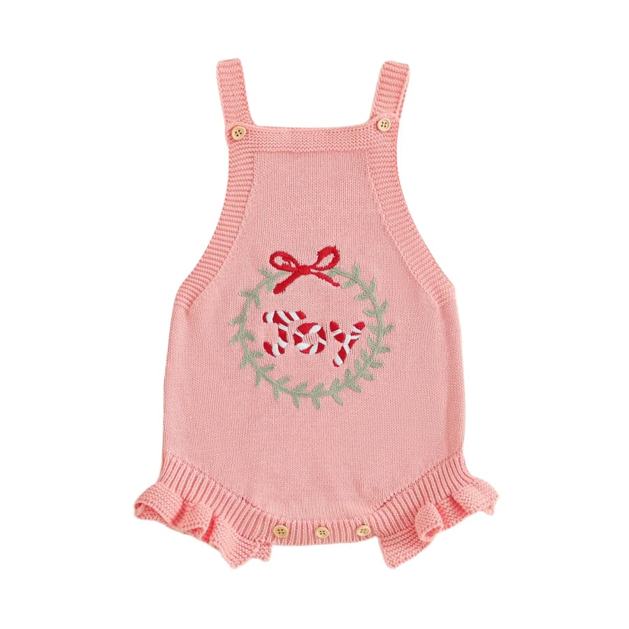 Joy Christmas Knit Romper - Blush - 0-3 Months