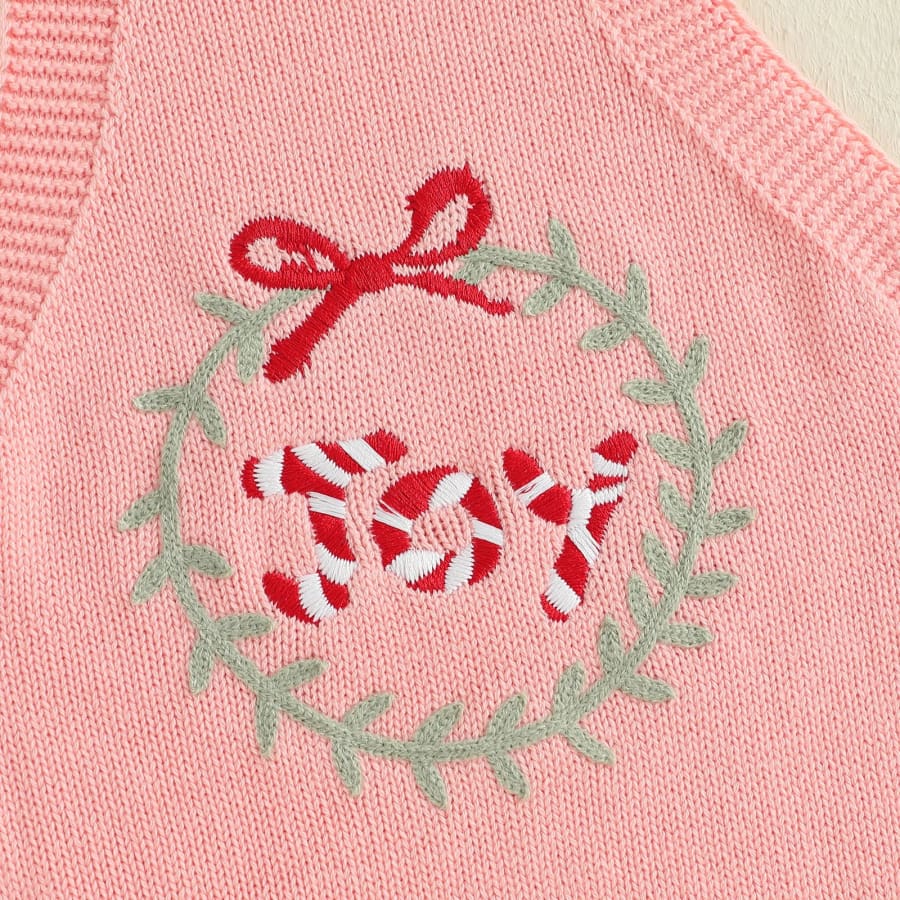 Joy Christmas Knit Romper - Blush