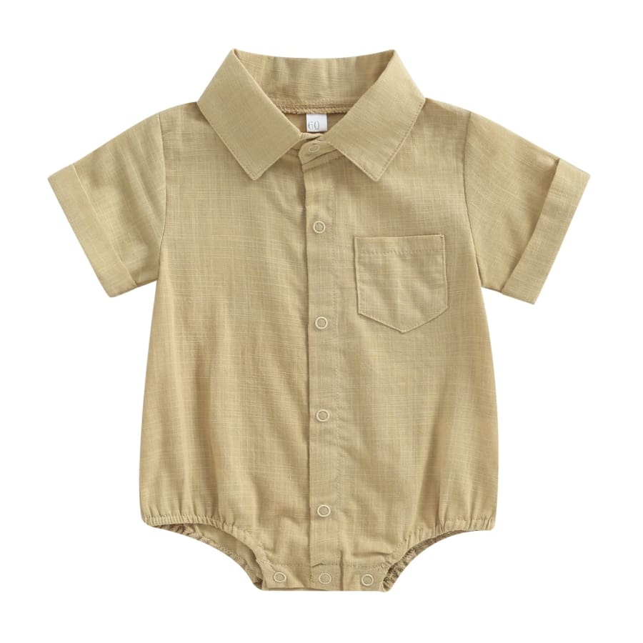 Kennedy Collared Onesie - Natural - 0-3 Months