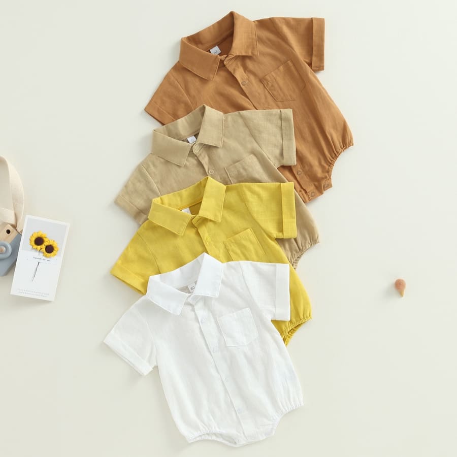 Kennedy Collared Onesie - Natural - 0-3 Months