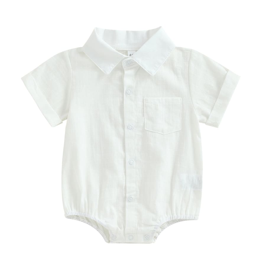 Kennedy Collared Onesie - Snow - 0-3 Months