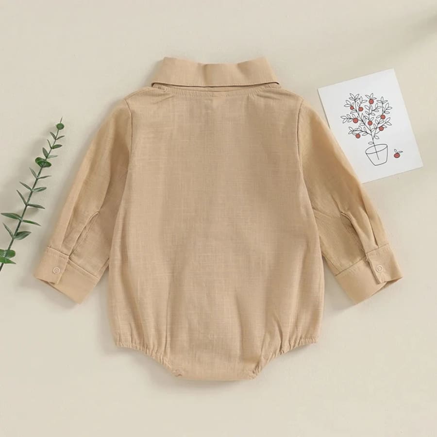Kennedy Long Sleeve Collared Onesie - Copper