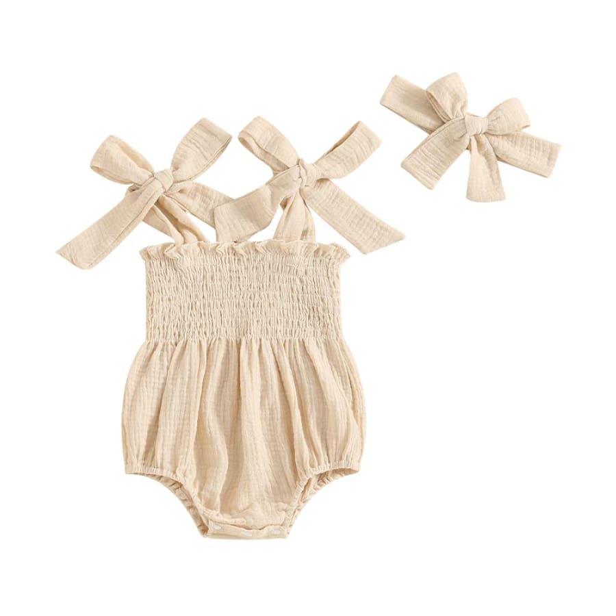 Kenzi Ruched Summer Romper - Natural - 0-3 Months