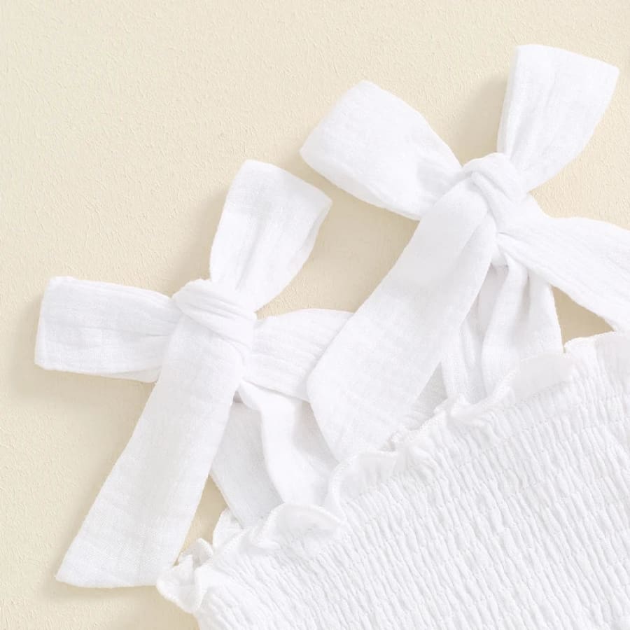 Kenzi Ruched Summer Romper - Snow - 0-3 Months