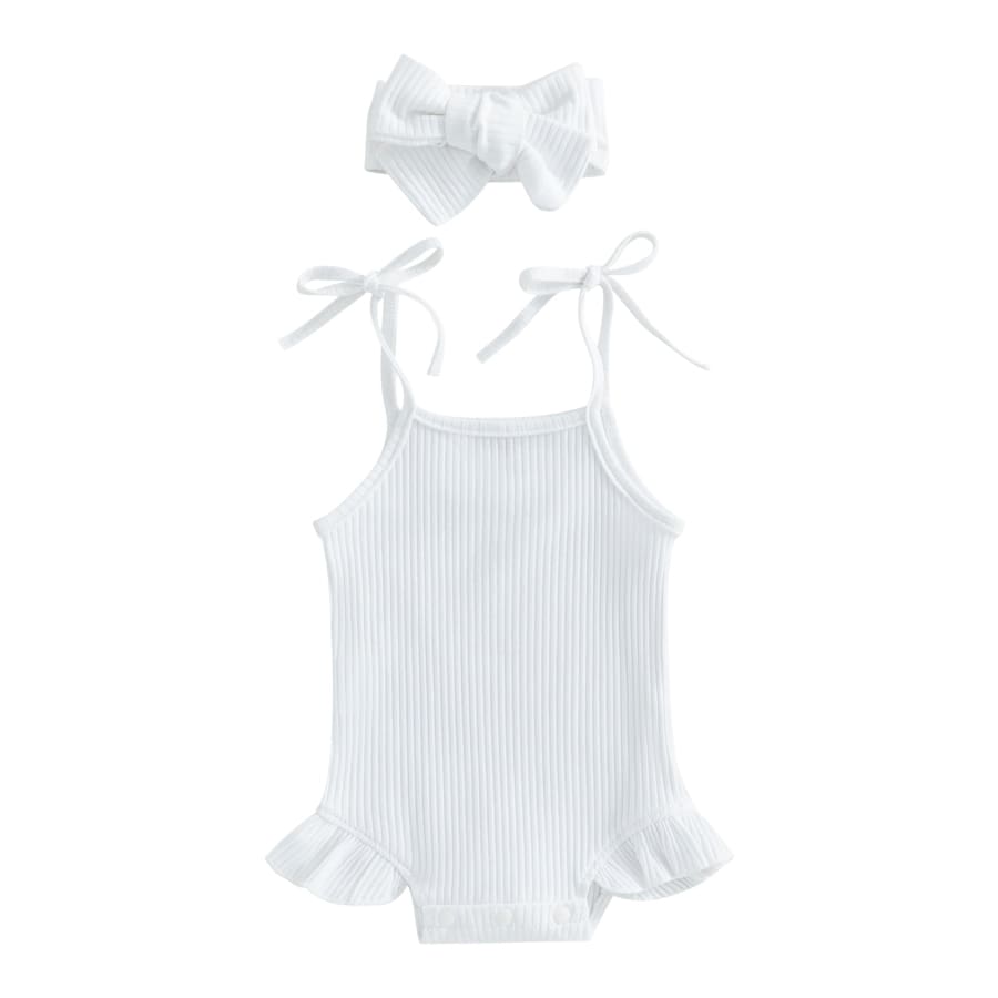 Kirrily Singlet Frill Romper - Snow - 0-3 Months