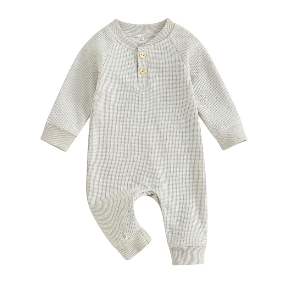 Knox Waffle Jumpsuit - Cloud - 0-3 Months