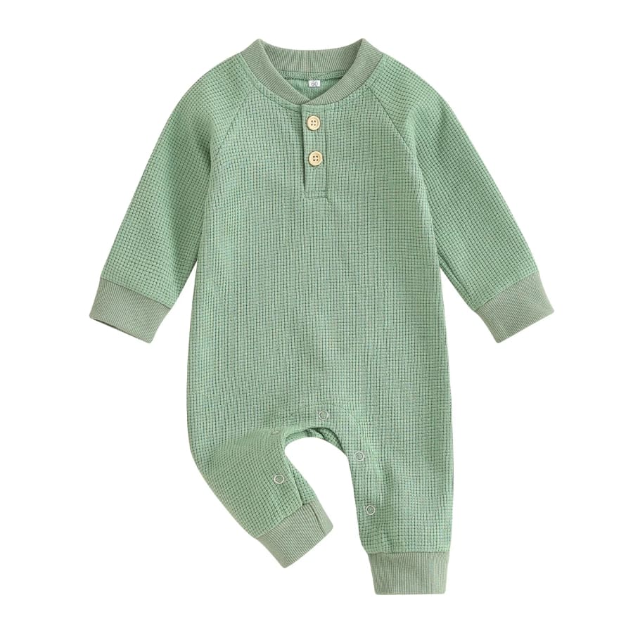 Knox Waffle Jumpsuit - Seafoam - 0-3 Months