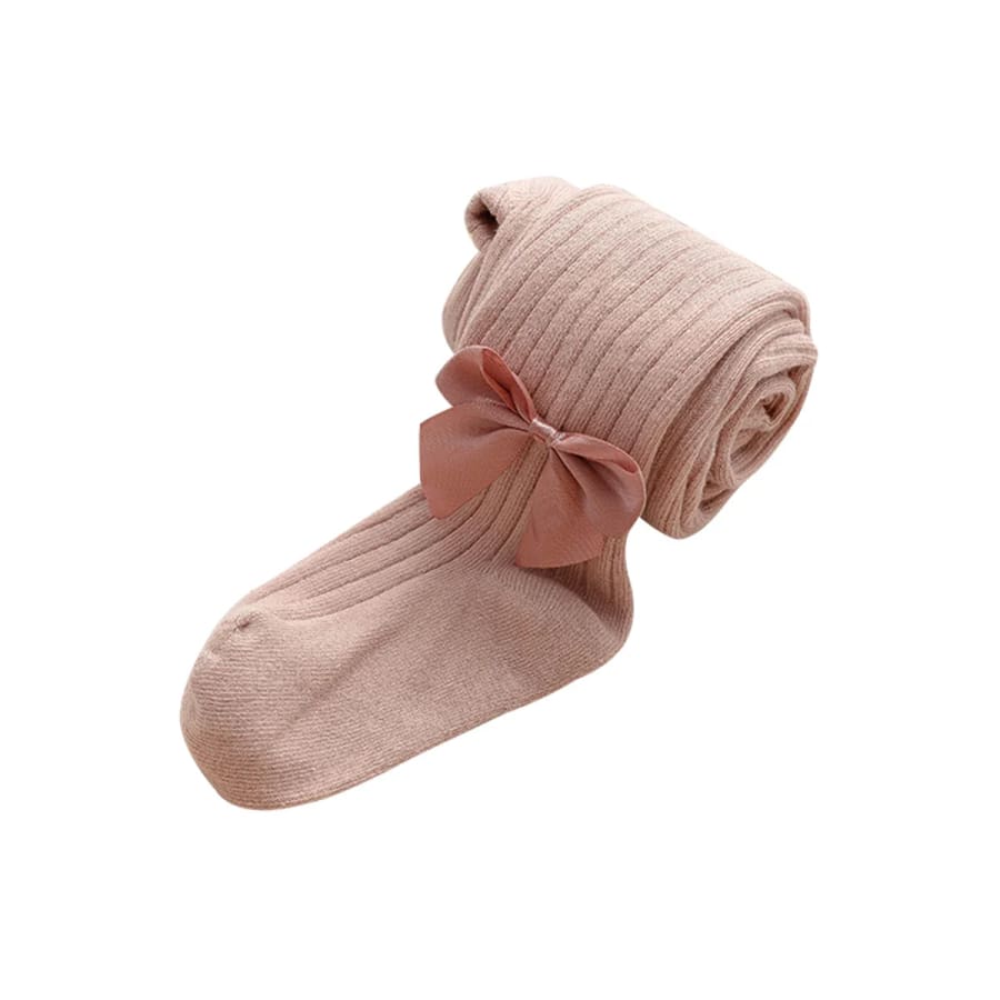 Laura Bow Tights - Pink - 6-12 Months