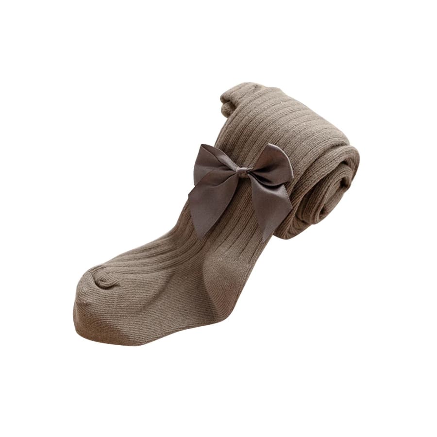 Laura Bow Tights - Putty - 6-12 Months