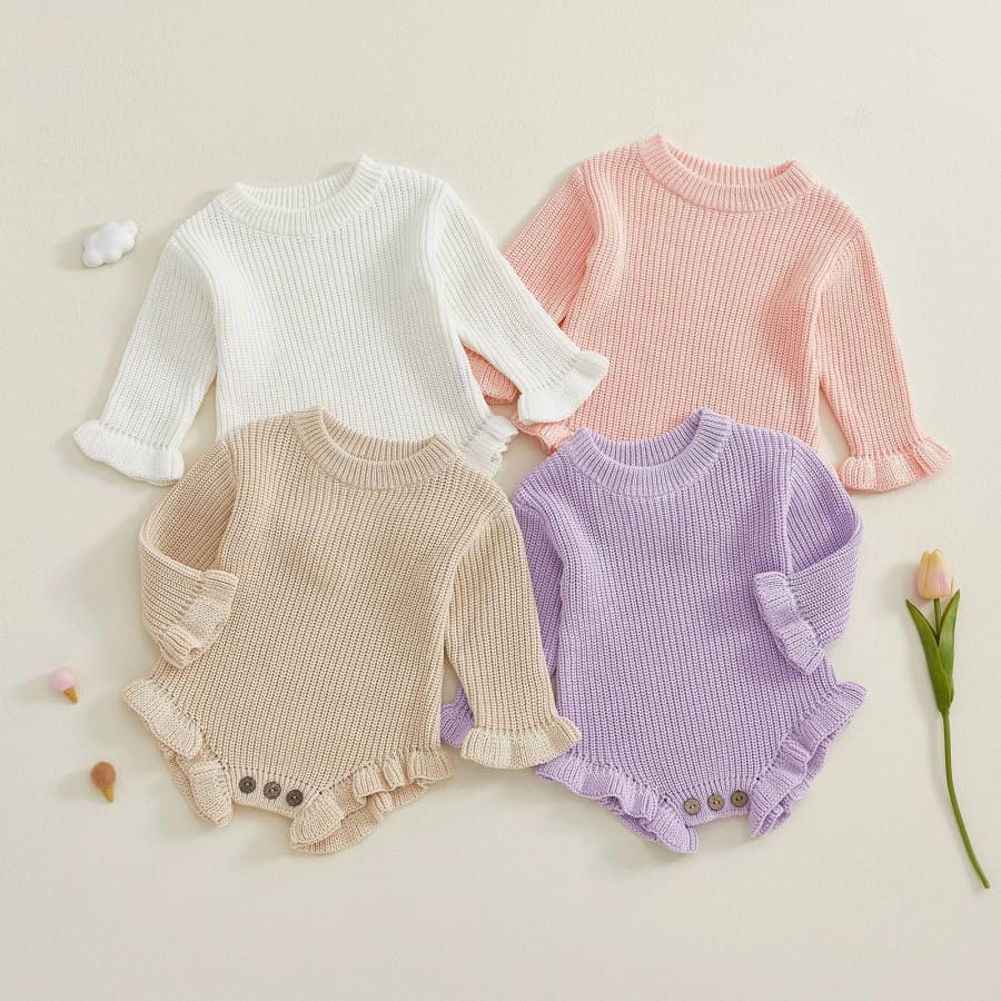 Laura Flutter Knit Romper Lilac 3M