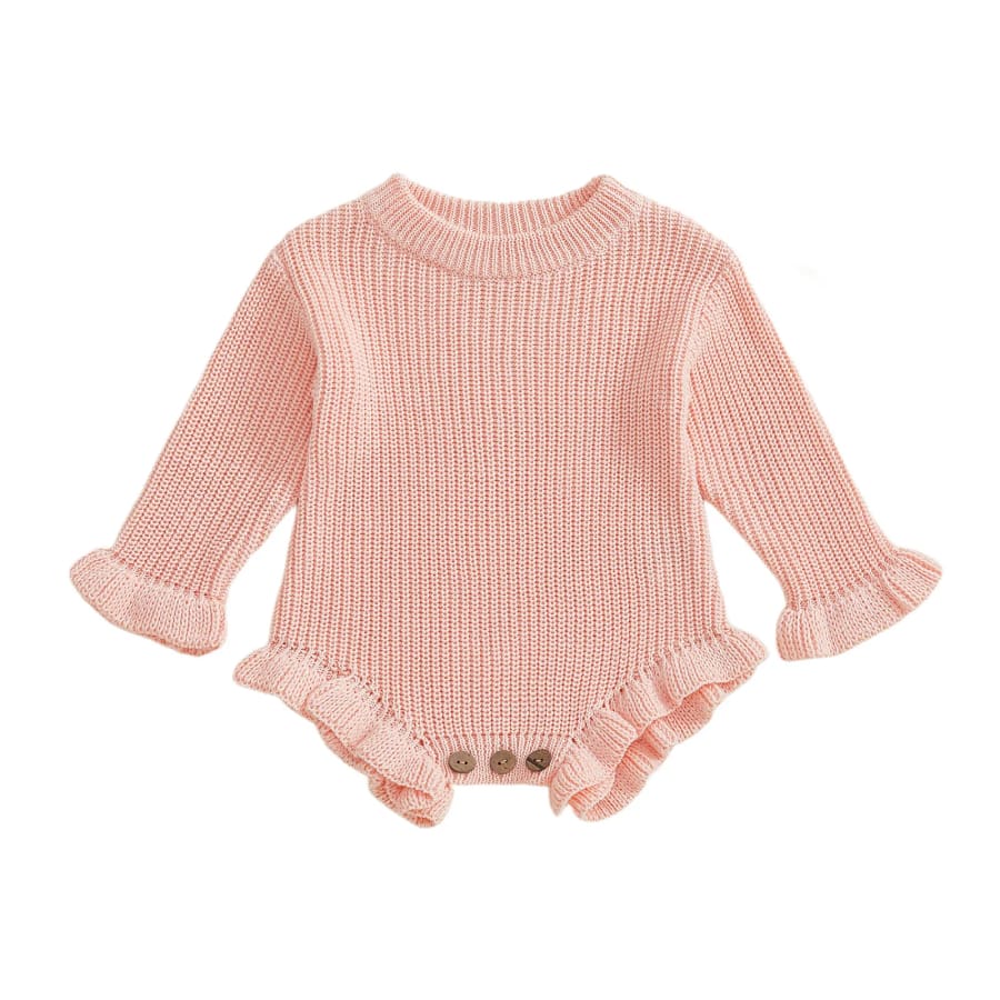 Laura Flutter Knit Romper Peach 3 Months
