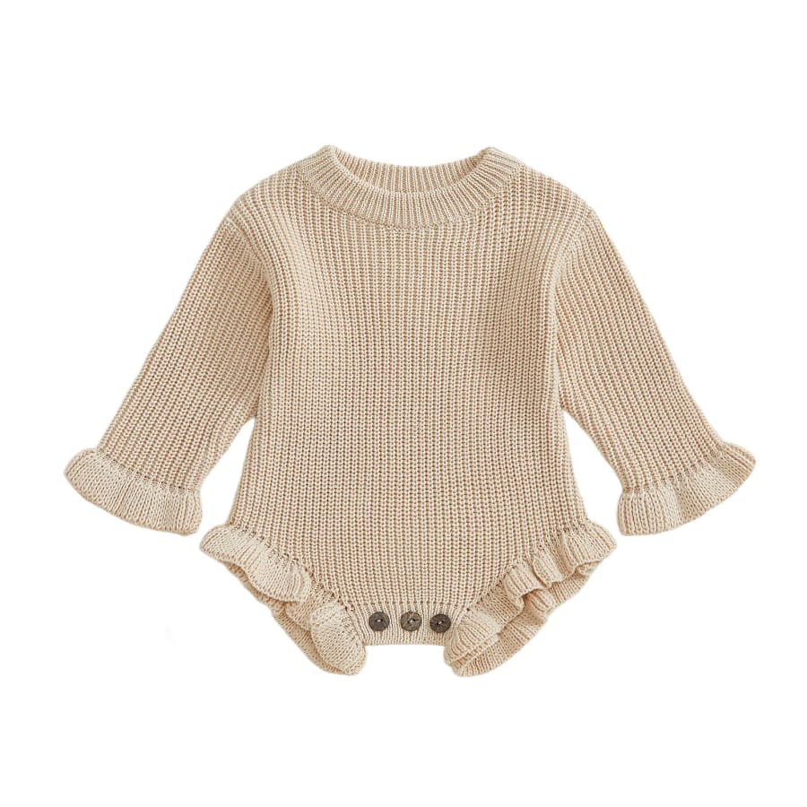 Laura Flutter Knit Romper Peach