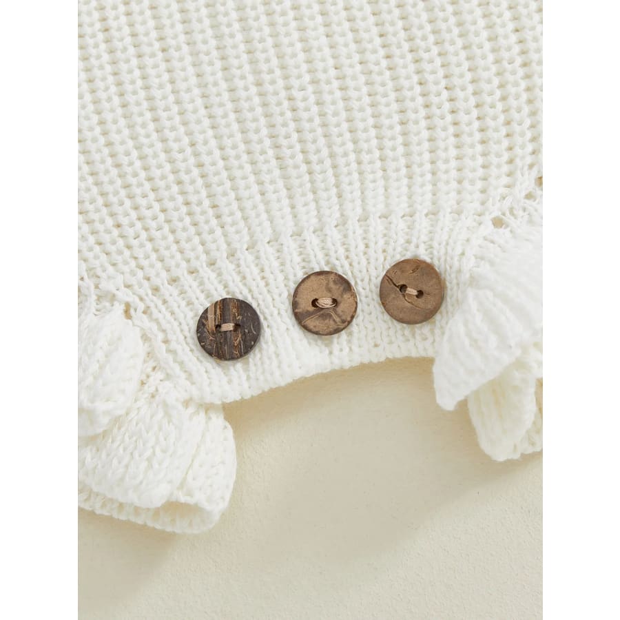 Laura Flutter Knit Romper Peach