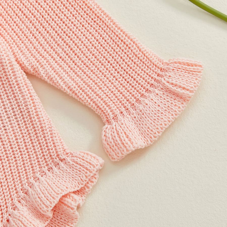 Laura Flutter Knit Romper Peach
