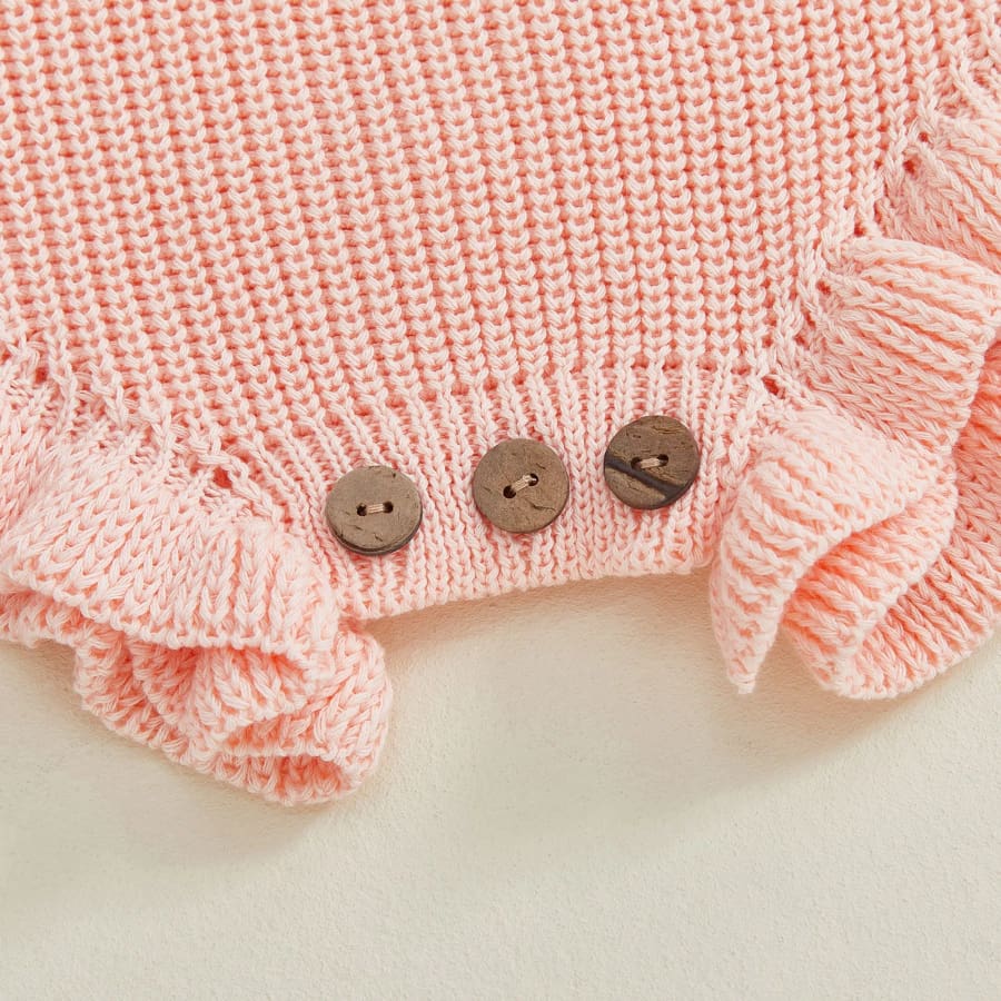 Laura Flutter Knit Romper Peach