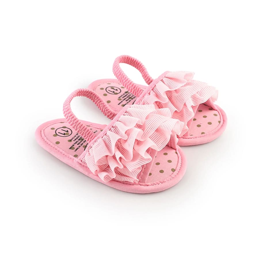 Leah Ruffle Slide - Pink - 0-6 Months