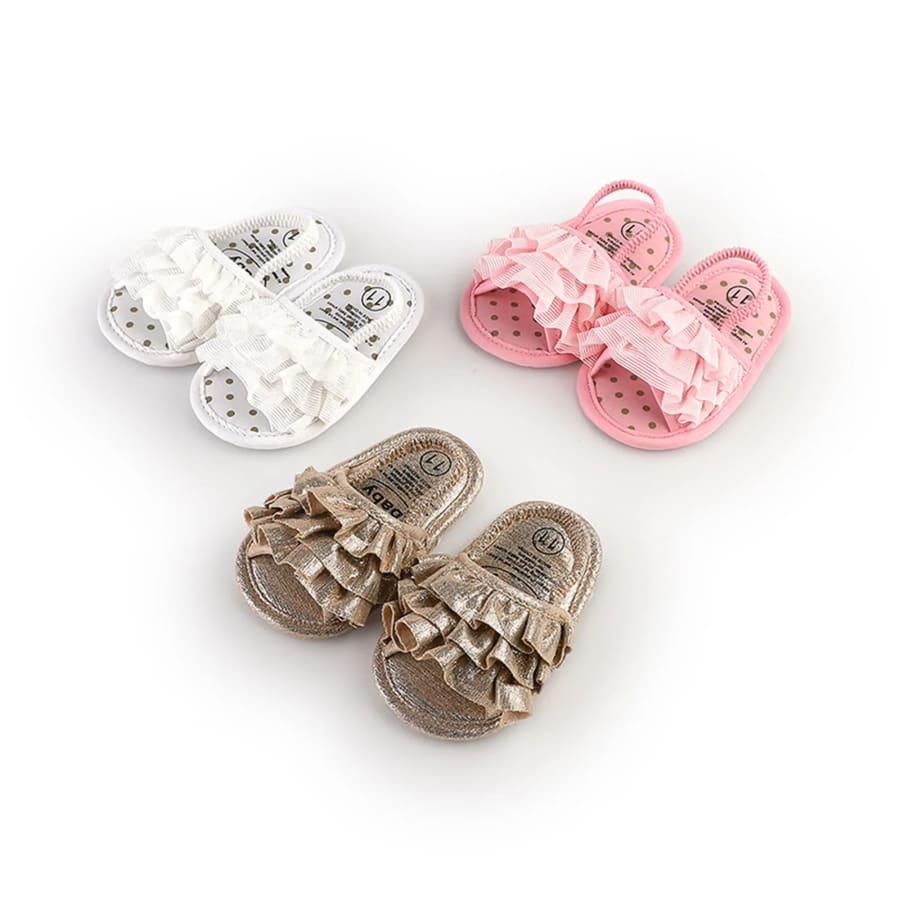 Leah Ruffle Slide - Pink - 0-6 Months