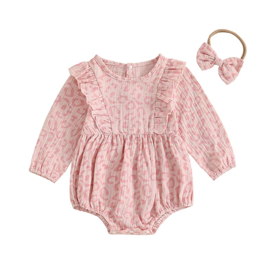 Lila Leopard Print Flutter Onesie - 0-3 Months