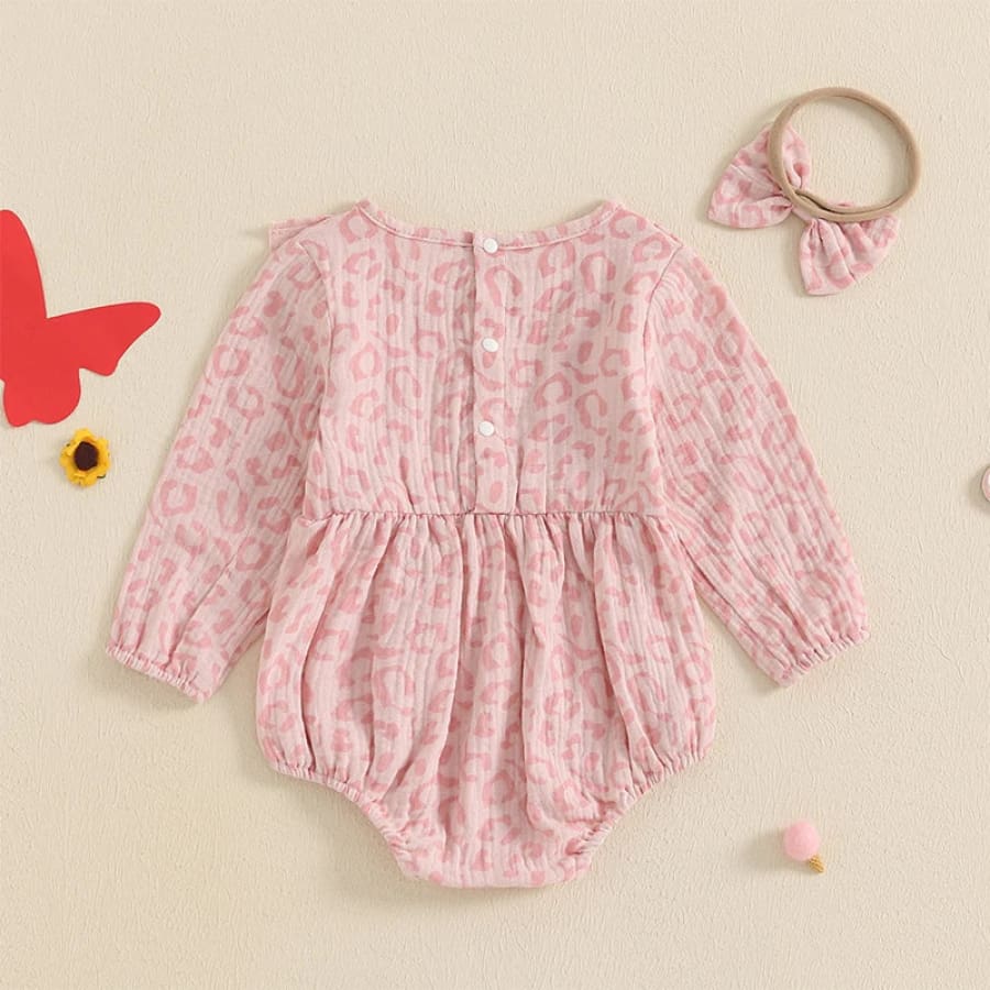 Lila Leopard Print Flutter Onesie - 0-3 Months