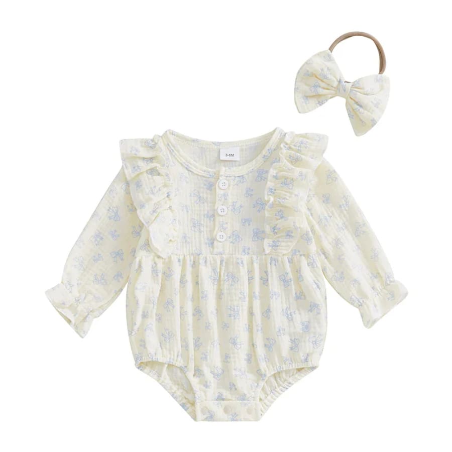 Lilly Little Bows Flutter Romper - Baby Pink - 0-3 Months