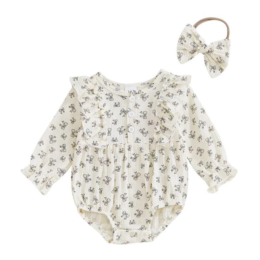 Lilly Little Bows Flutter Romper - Night - 0-3 Months