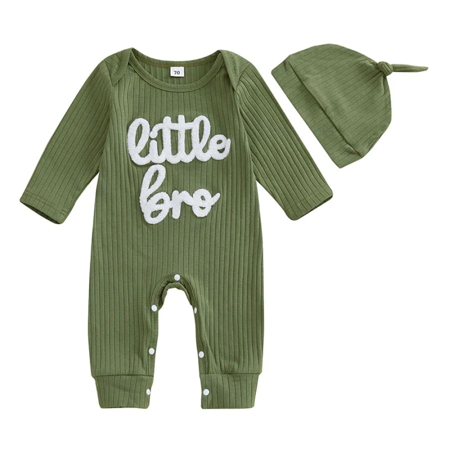 Little Bro Jumpsuit & Beanie Set - Forest - 0-3 Months